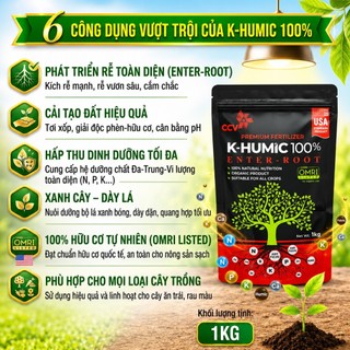 [CHÍNH HÃNG] Phân bón K-Humic Con Cò Vàng chuyên cho các loại cây trồng, kích rễ, phục hồi đất, giải độc, khử phèn, 1kg