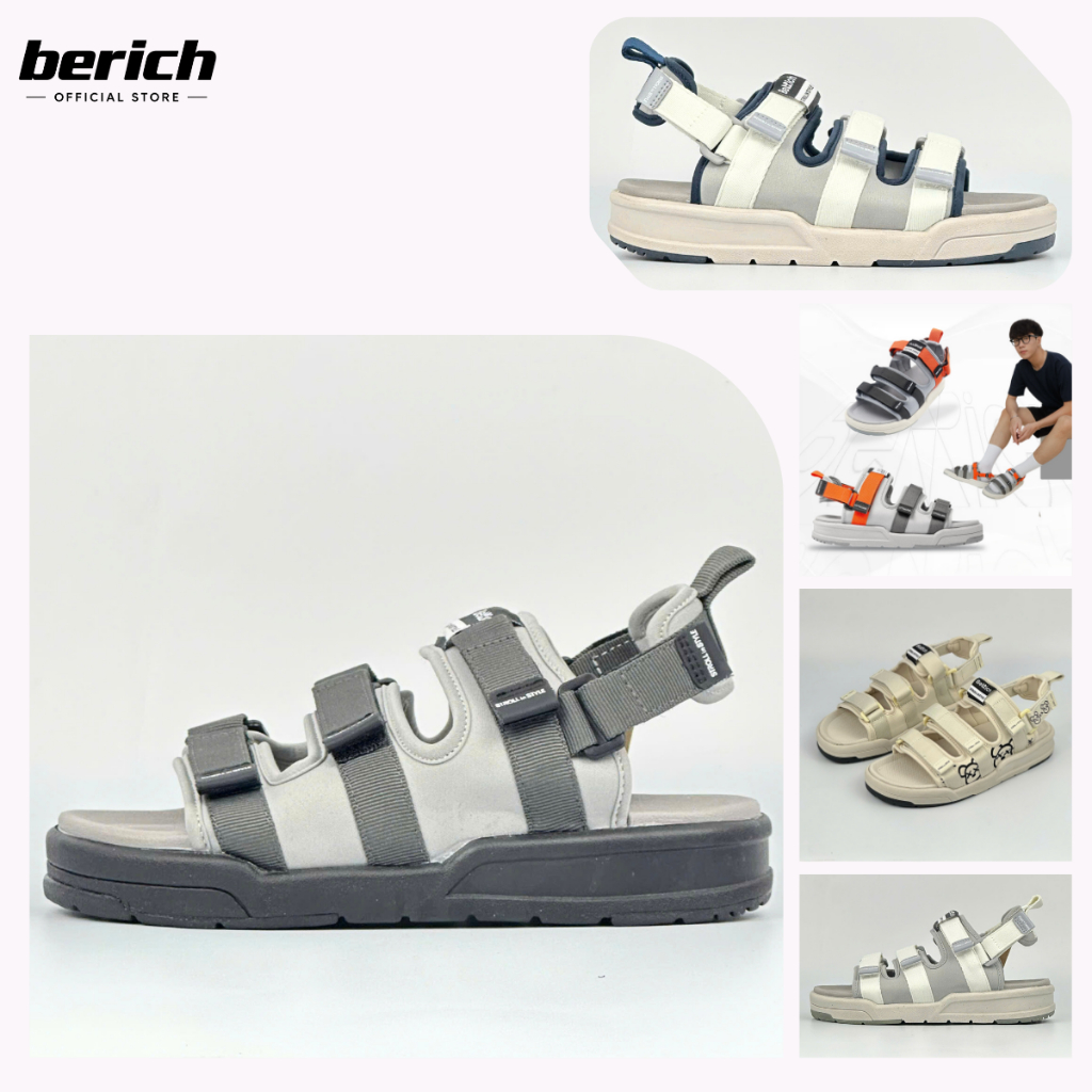 Giày Sandal 3 Quai Ngang Nam Nữ BeRich - BE1602 Quai Hậu Đế Bằng
