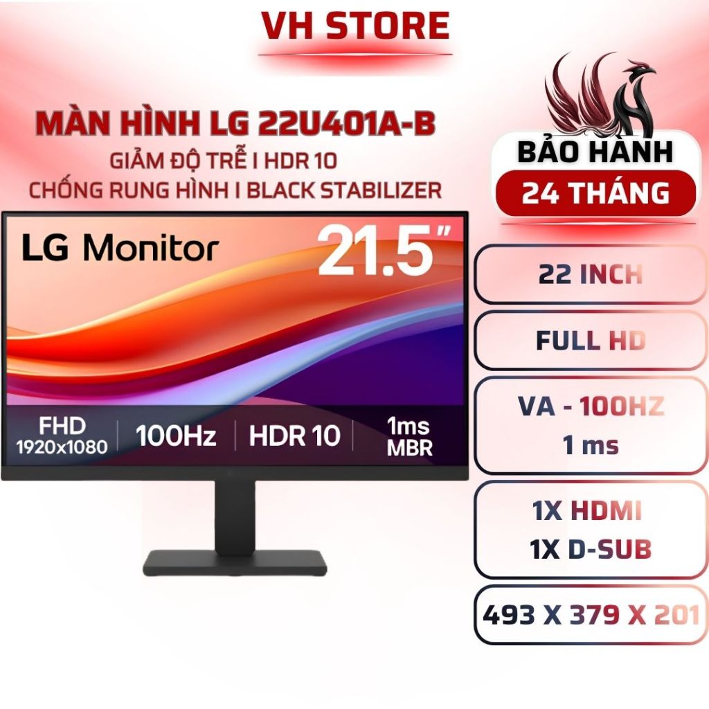 Màn Hình LG 22U401A-B 22 Inch VA FHD 100Hz 1ms HDR10 - BẢO HÀNH 24 THÁNG - VHSTORE