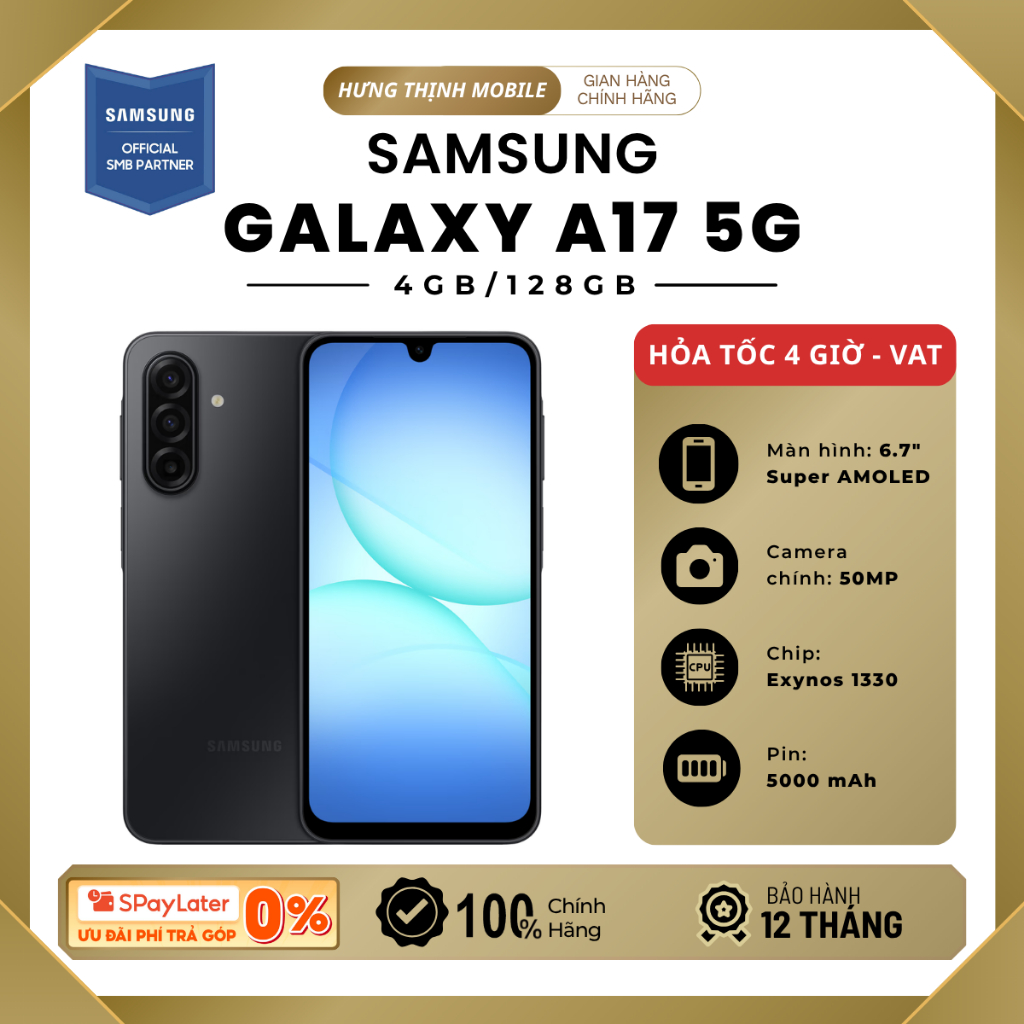 Điện thoại Samsung A17 5G 4GB/128GB - Chính Hãng Samsung Việt Nam