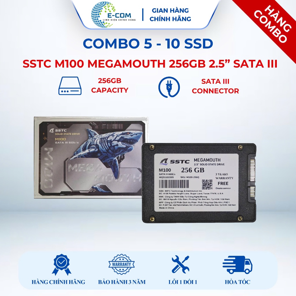 [SP FULL VAT] Combo 5-10 Ổ cứng SSD SSTC M100 256GB 2.5” SATA III