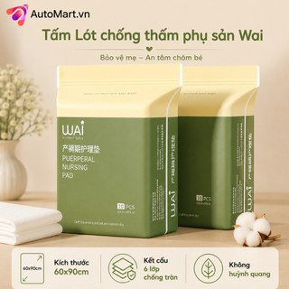 Tấm Lót Chống Thấm Phụ Sản WAI – Siêu Mềm Mại, Kháng Khuẩn, Kích Thước Lớn 60x90cm Cho Mẹ Sau Sinh