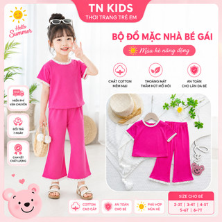Set Đồ Bé Gái Ngắn Tay Quần Loe Cotton Mềm Mát – Bộ Mặc Nhà Bé Gái Thun Lạnh 8-32Kg