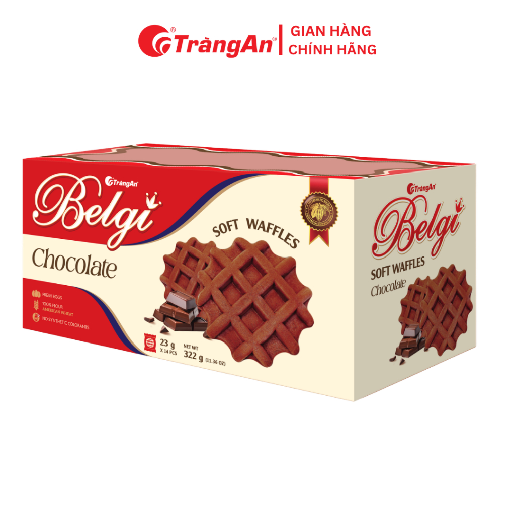 Bánh Trứng Sữa Mềm Belgi Vị Socola Hộp 322G, Túi 230G Nguyên Liệu Sạch Chính Hãng Tràng An