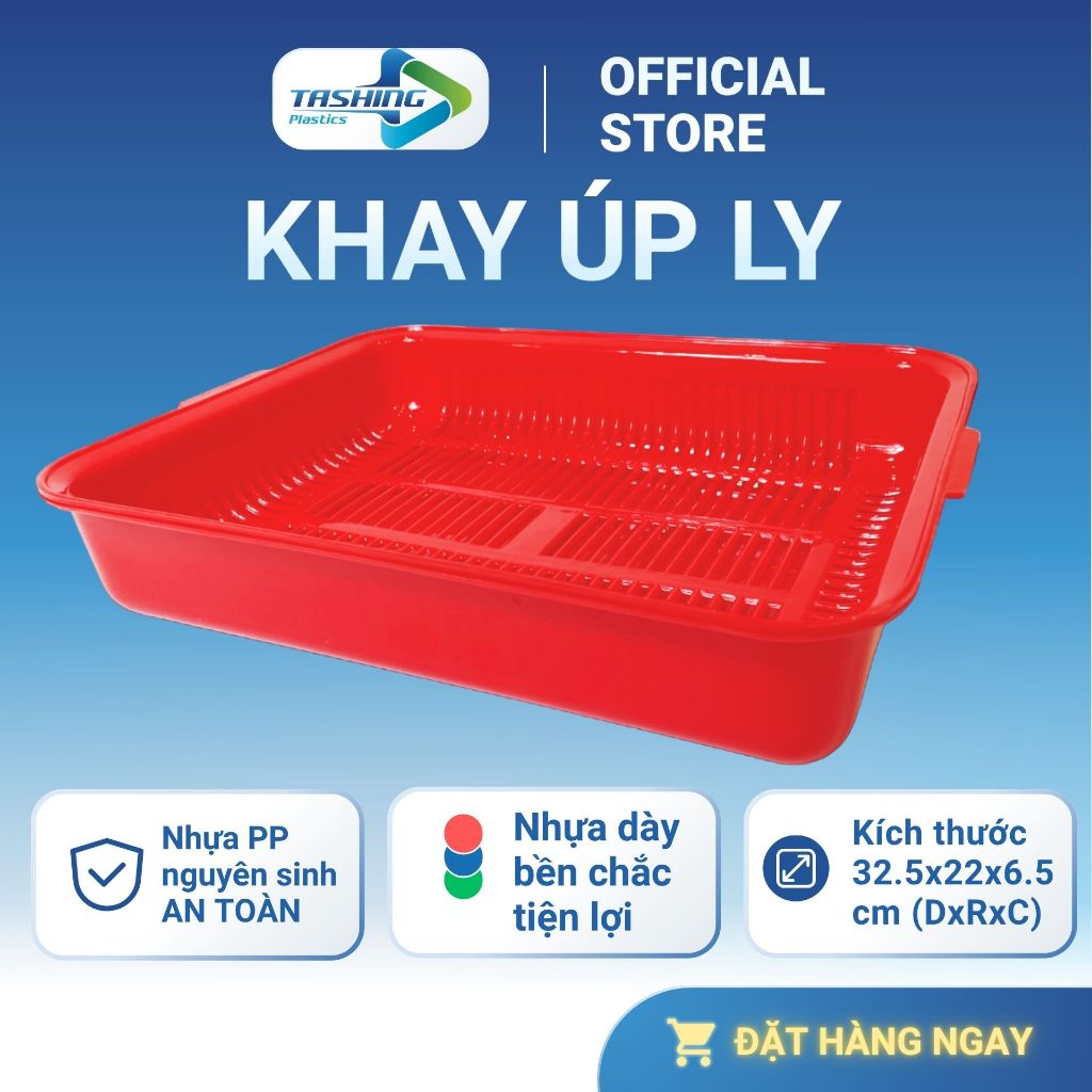 Khay úp ly Tashing nhựa PP nguyên sinh an toàn thực phẩm có khay và rổ giữ ly chén khô ráo sạch sẽ