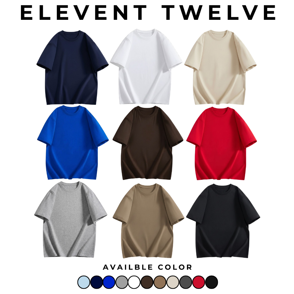 Áo thun trơn oversize unisex Elevent Twelve basic 100% cotton, áo phông nam nữ form rộng streetwear