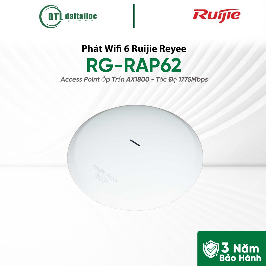 Bộ Phát Wifi 6 Ruijie Reyee RG-RAP62 Access Point Ốp Trần AX1800 / Chính Hãng / Bảo Hành 36 Tháng