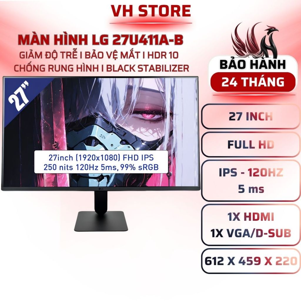 Màn Hình LG 27U411A-B 27 Inch IPS FHD 120Hz HDR10 Viền Mỏng - BẢO HÀNH 24 THÁNG - VHSTORE