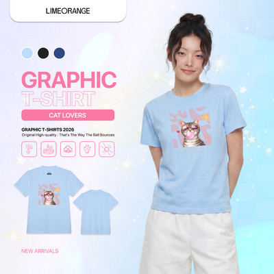 Áo Thun Nữ Baby Fit Graphic Cat Lovers LIMEORANGE - LO26111116