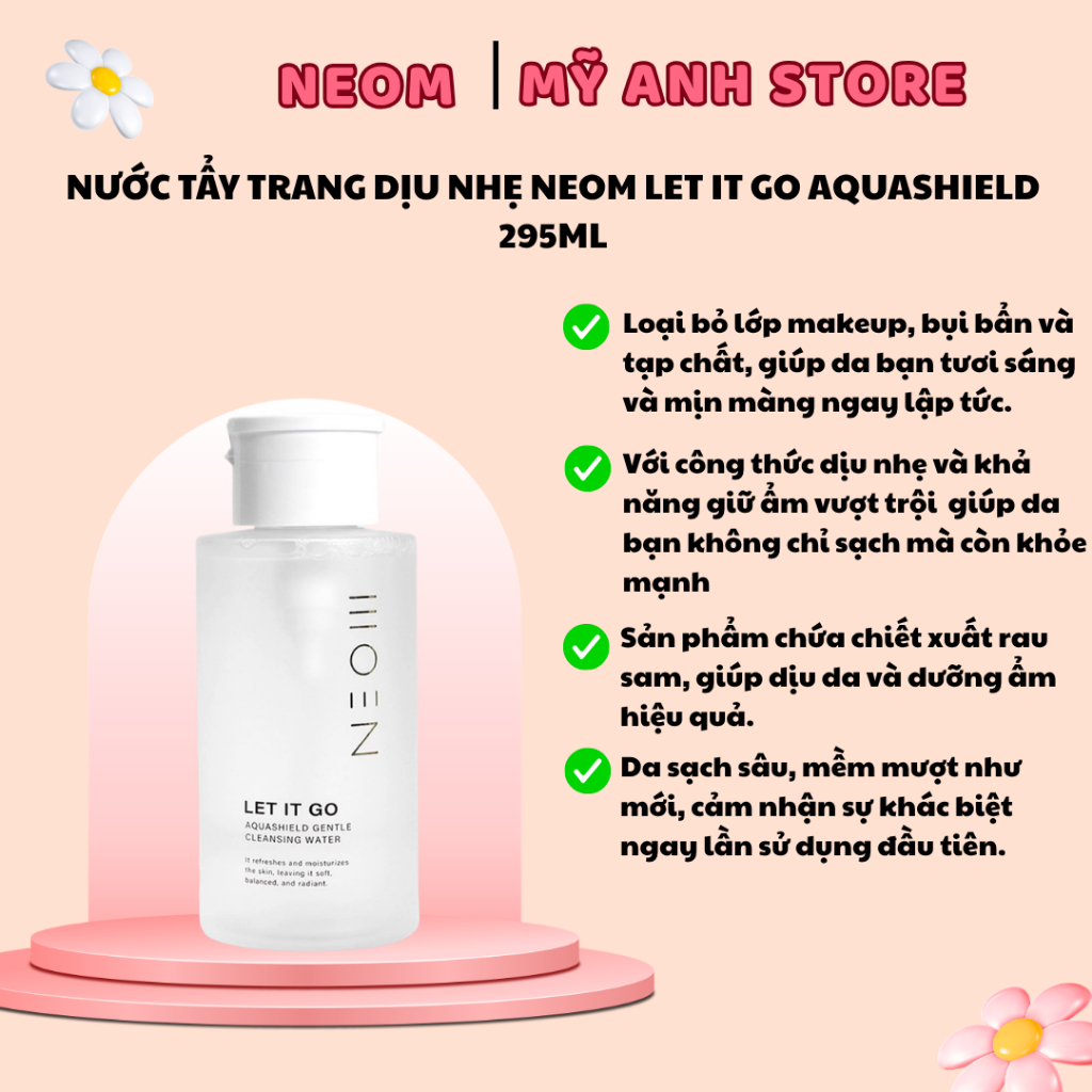 Nước tẩy trang dịu nhẹ NEOM LET IT GO AquaShield 295ml
