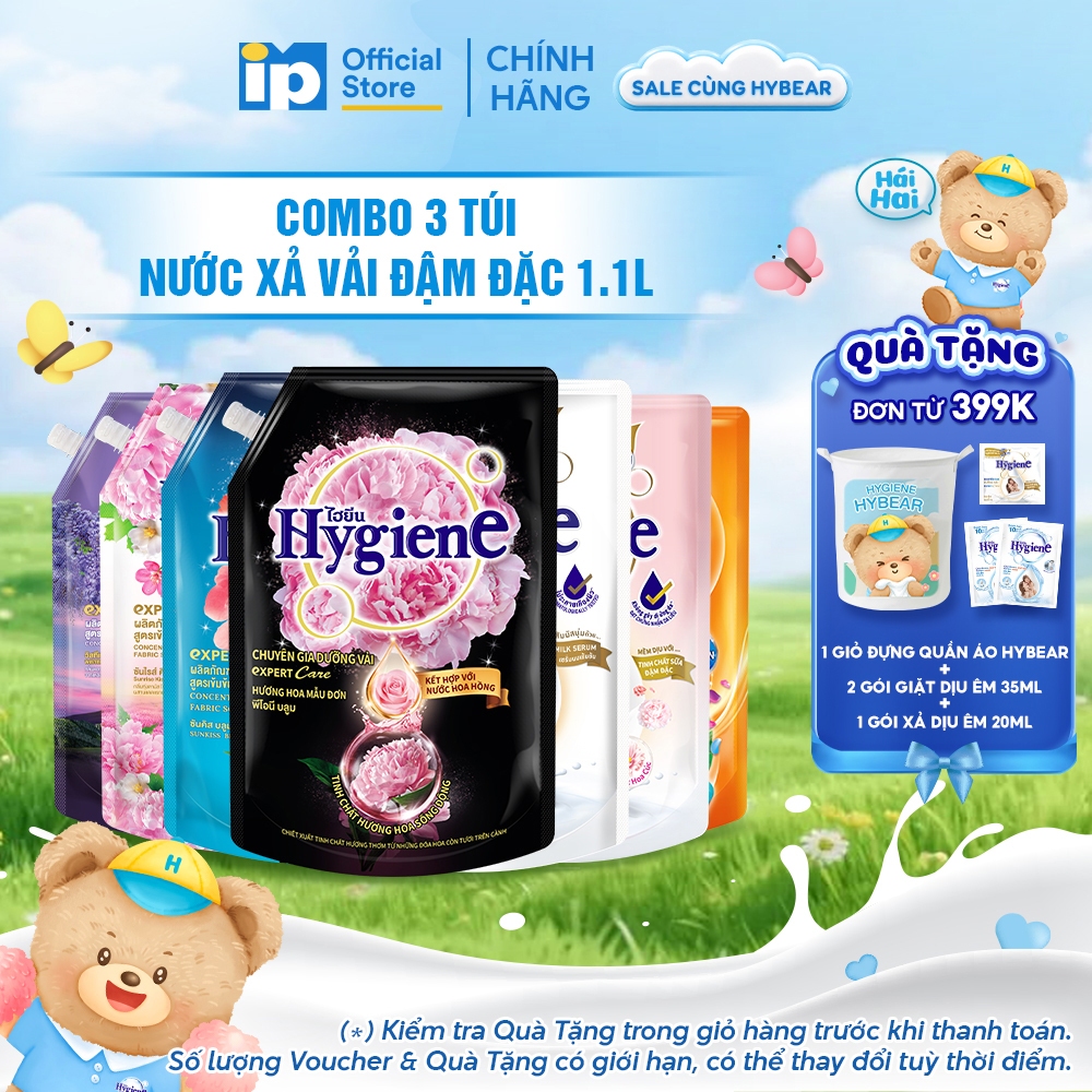 Combo 3 Nước Xả Vải Đậm Đặc Hygiene 1.1L