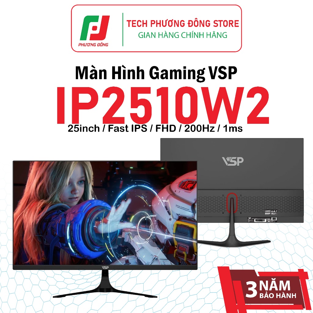 Màn Hình Gaming VSP IP2510W2  25inch Fast IPS FHD 200Hz 1ms | Chính Hãng | Bảo Hành 36 Tháng