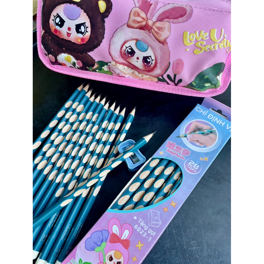 Combo 1hộp Bút Baby Chì 2b, 1 hộp Đựng Bút (Tặng Gọt Chì) 1 Tấy Shop Có 2 Mẫu Hộp Bút Lựa Chọn Labu 
