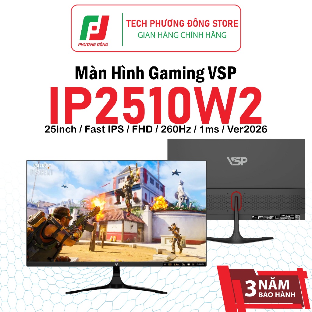 Màn Hình Gaming VSP IP2510W2  25inch Fast IPS FHD 260Hz 0.3ms | VERSION 2026 | Chính Hãng | Bảo Hành