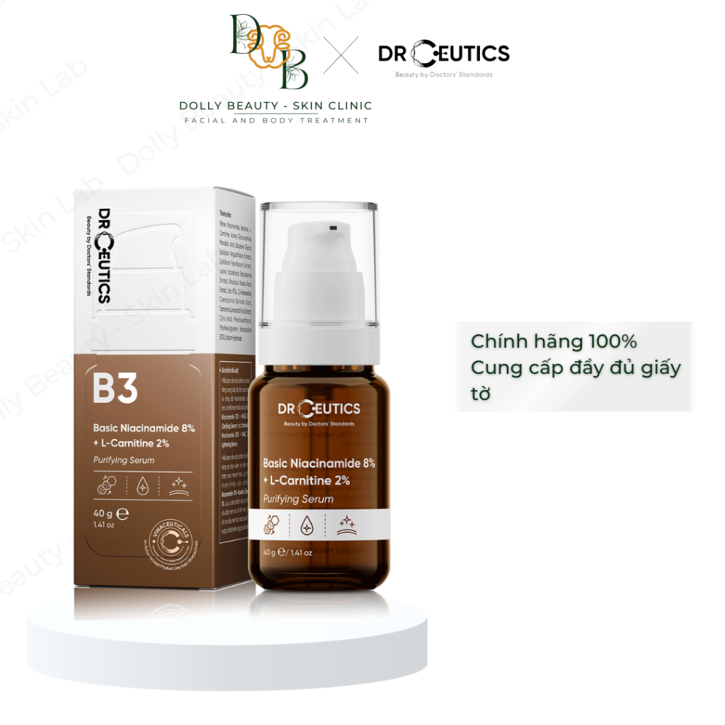 [DRCEUTICS] Serum giúp giảm thâm do mụn, giảm dầu BASIC NIACINAMIDE 8% + L-CARNITINE 2% PURIFYING SE