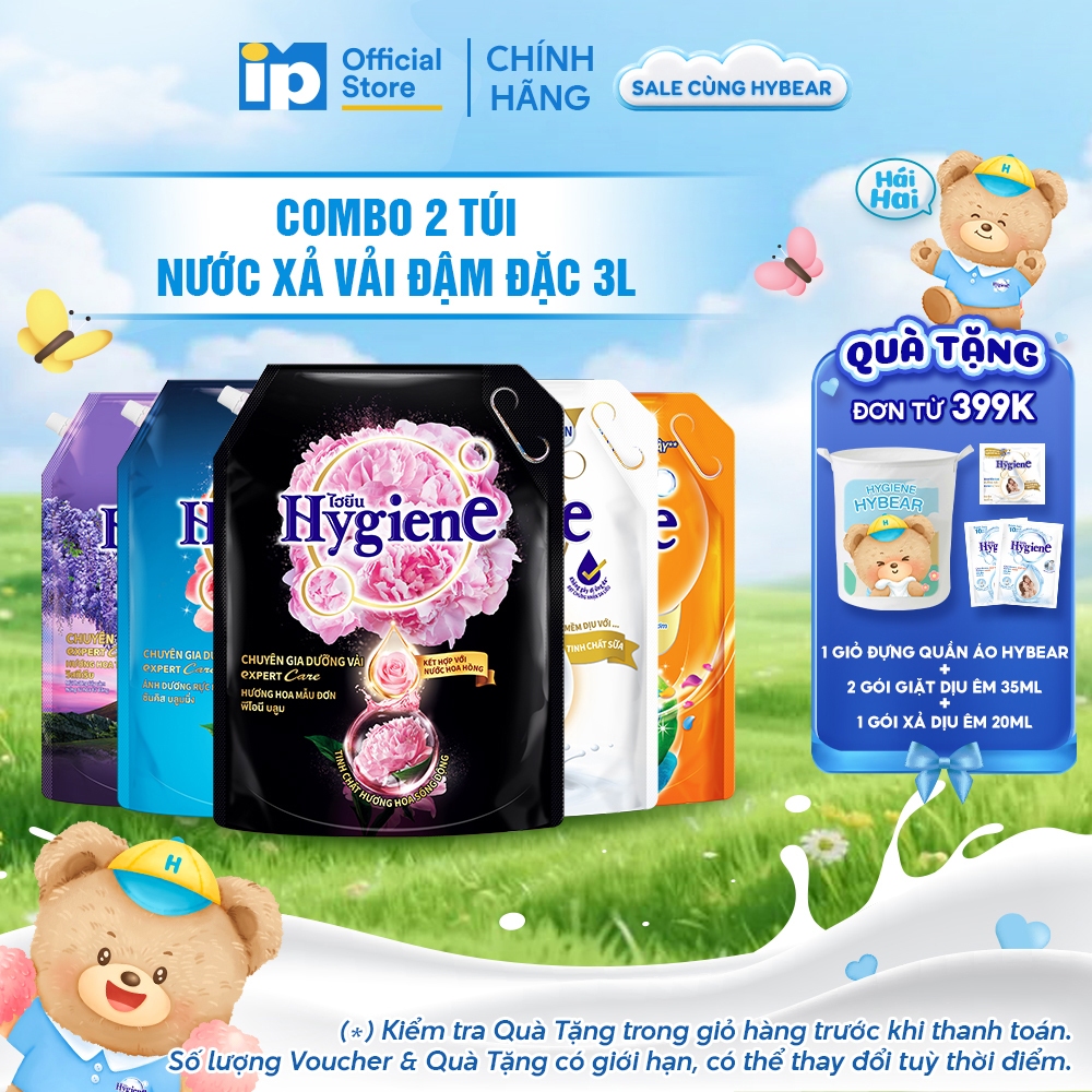 Combo 2 Nước Xả Vải Đậm Đặc Hygiene 3L