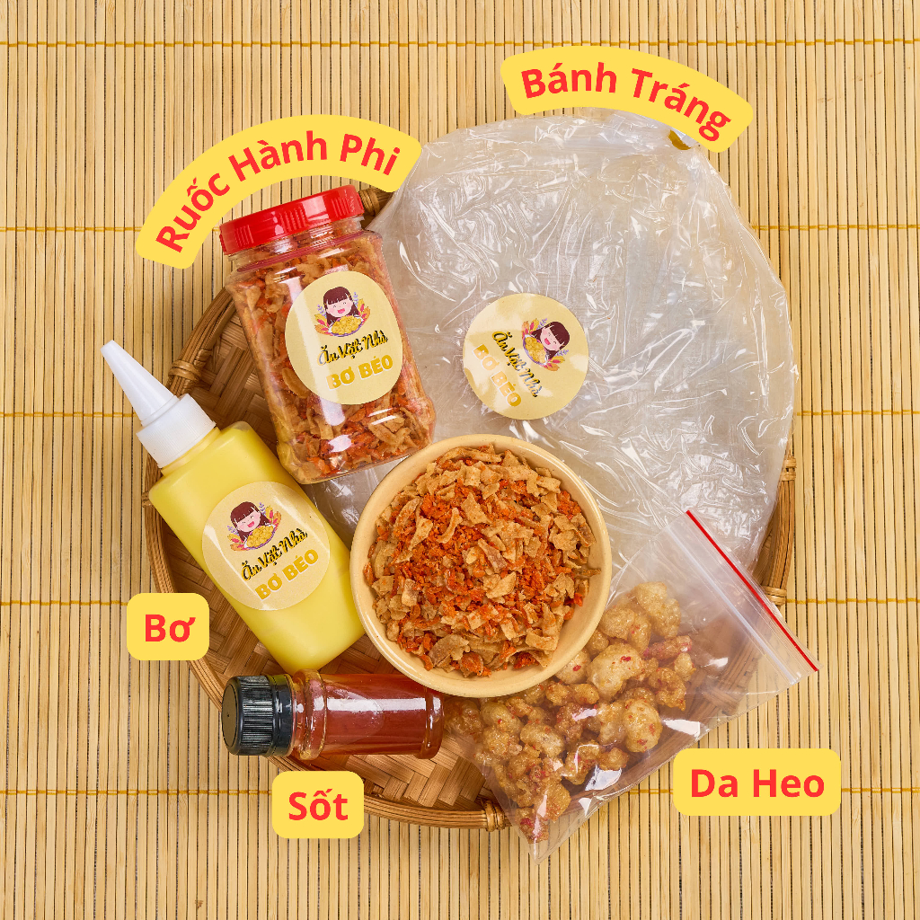 (Combo 370g) Bánh Phơi Sương Muối Tép Hành Phi 100g Bơ + 100g Tép Hành Phi + 100g Bánh PS