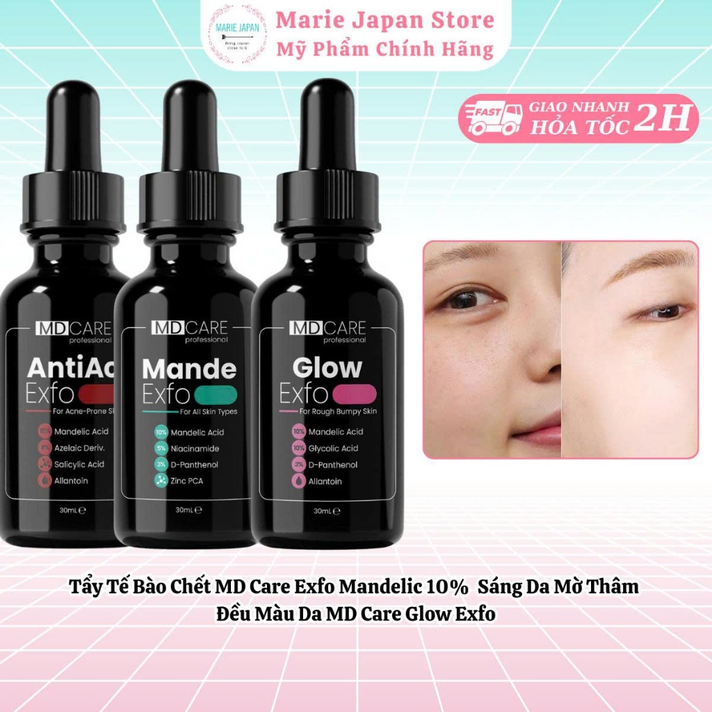 Tẩy Tế Bào Chết MD Care Exfo Mandelic 10% Sáng Da Mờ Thâm Đều Màu Da MD Care Glow Exfo