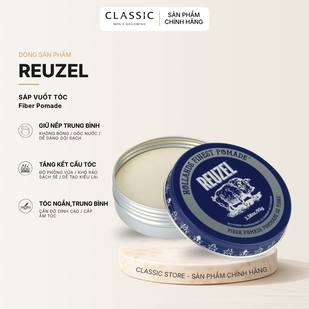Sáp vuốt tóc Reuzel Fiber Pomade