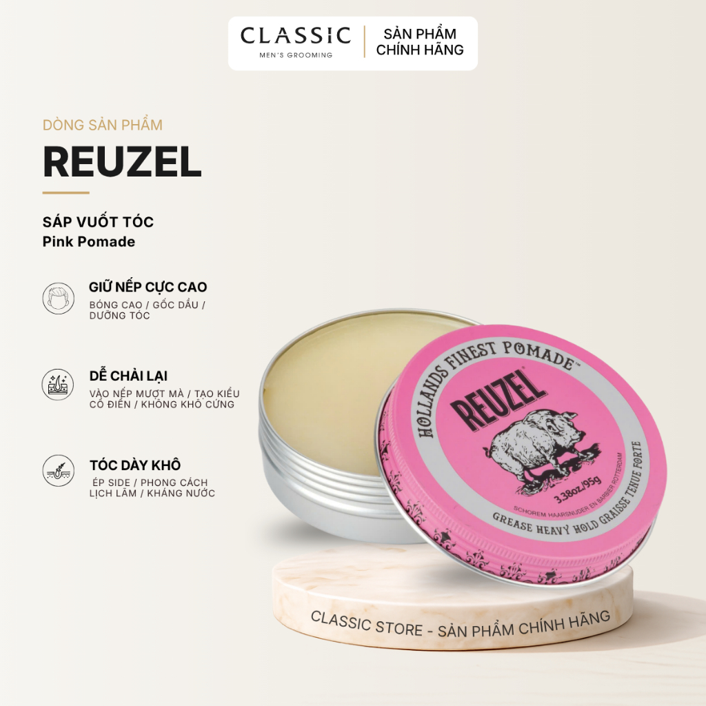 Sáp vuốt tóc Reuzel Pink Pomade