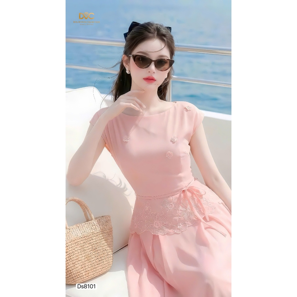 [Hot Deal] Váy/ĐẦM Nữ Thiết Kế Cao Cấp DVC - Đầm Đi Tiệc, Đi Biển Dáng Xòe Tơ Óng DS8101 màu hường