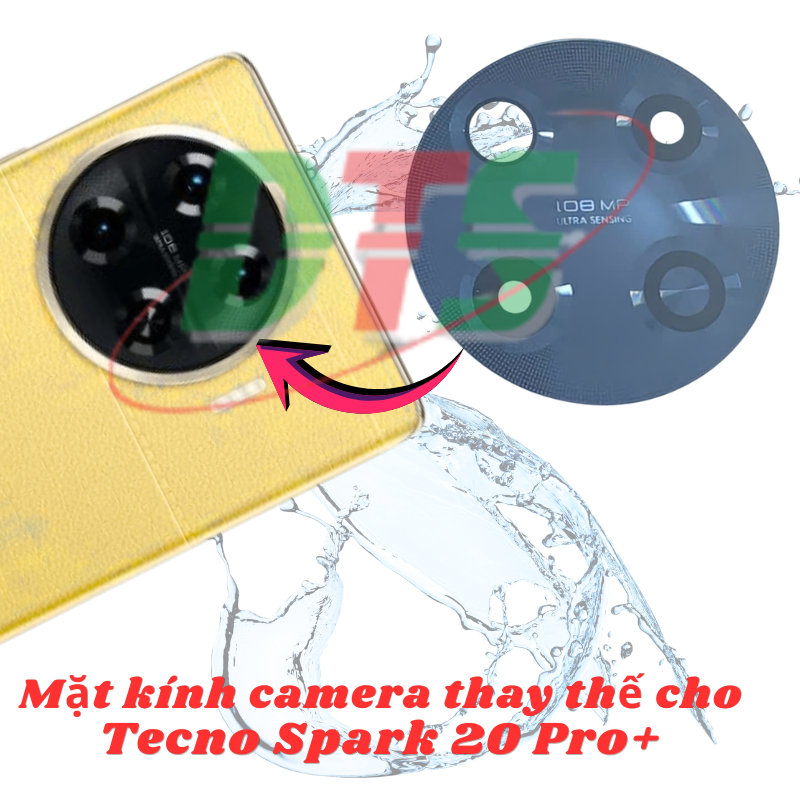 Mặt kính camera dùng cho Tecno Spark 20 Pro+ (Tecno Spark 20 Pro Plus) có sẵn keo dán