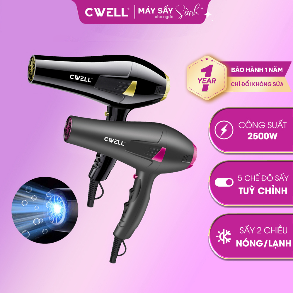 Máy sấy tóc CWELL C06HD 2 chiều nóng lạnh, 6 chế độ sấy tùy chỉnh, động cơ xoay chiều AC chuẩn Salon