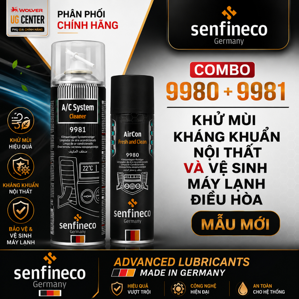 COMBO Vệ sinh kháng khuẩn hệ thống dàn lạnh Senfineco 9980 & 9981, Senfineco 9980 - Senfineco 9981