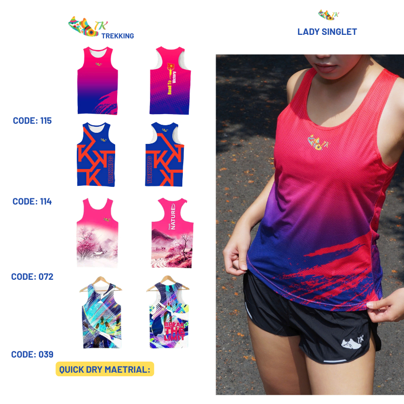 Áo Singlet Nữ MS 115 chạy bộ, Áo Singlet Nữ thể thao, Áo Ba Lỗ Nữ thể thao chất liệu Quick Dry,