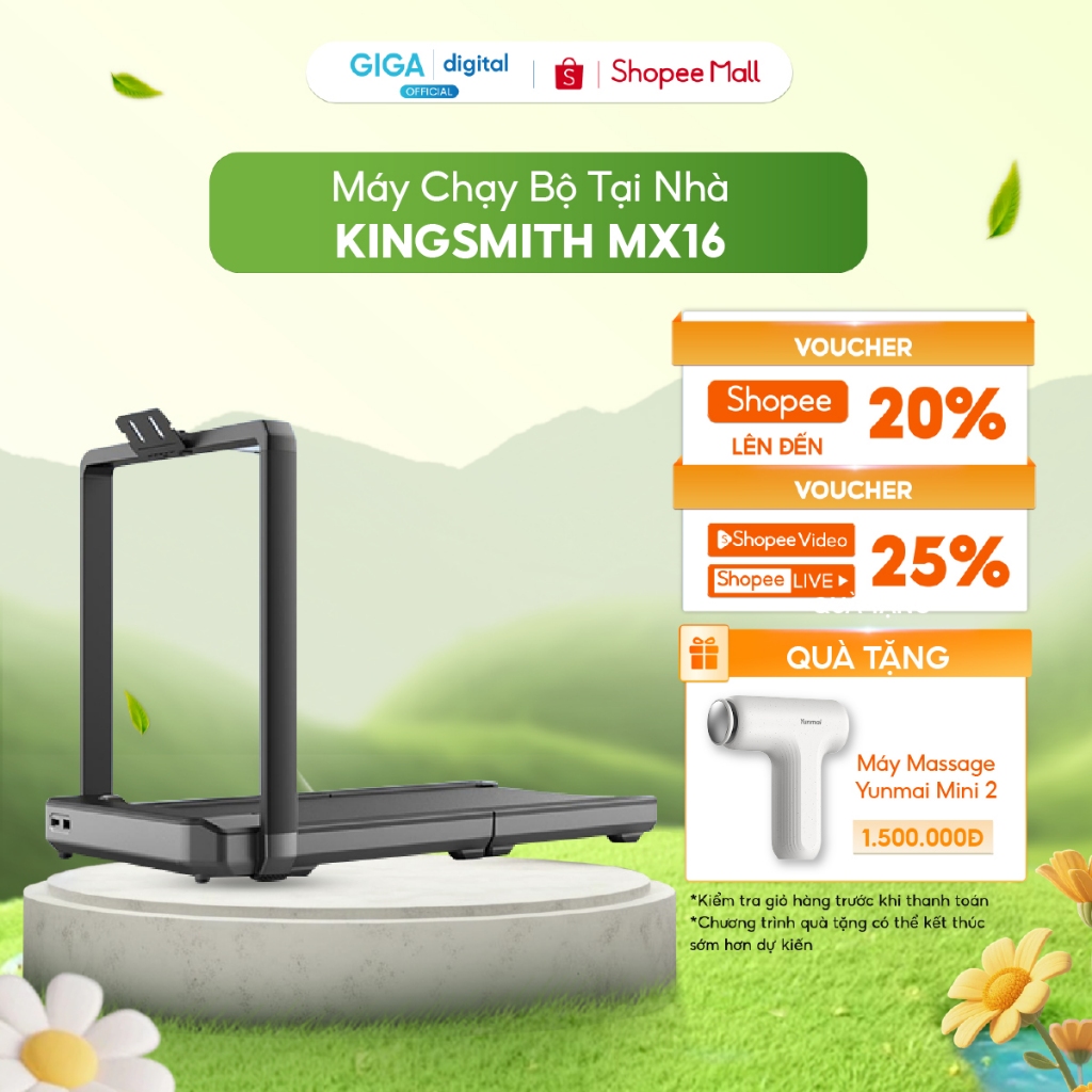 Máy Chạy Bộ Tại Nhà KingSmith MX16 - Gấp gọn - Tốc Độ Chạy 16Km/h - BH 12 Tháng