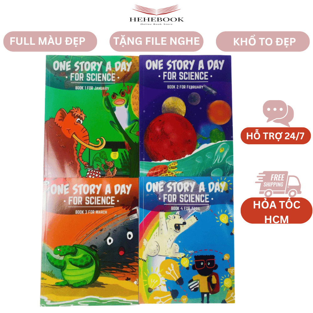 SÁCH KHOA HỌC - ONE STORY A DAY FOR SCIENCE TRỌN BỘ 4 CUỐN FULL MÀU KÈM FILE NGHE, ONE STORY A DAY K