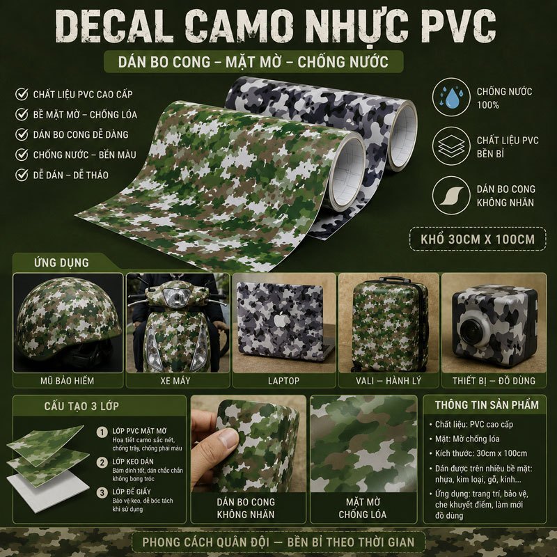 Decal Rằn Ri (Camo) Hiện Đại - Thời Trang Chống Nước 100%