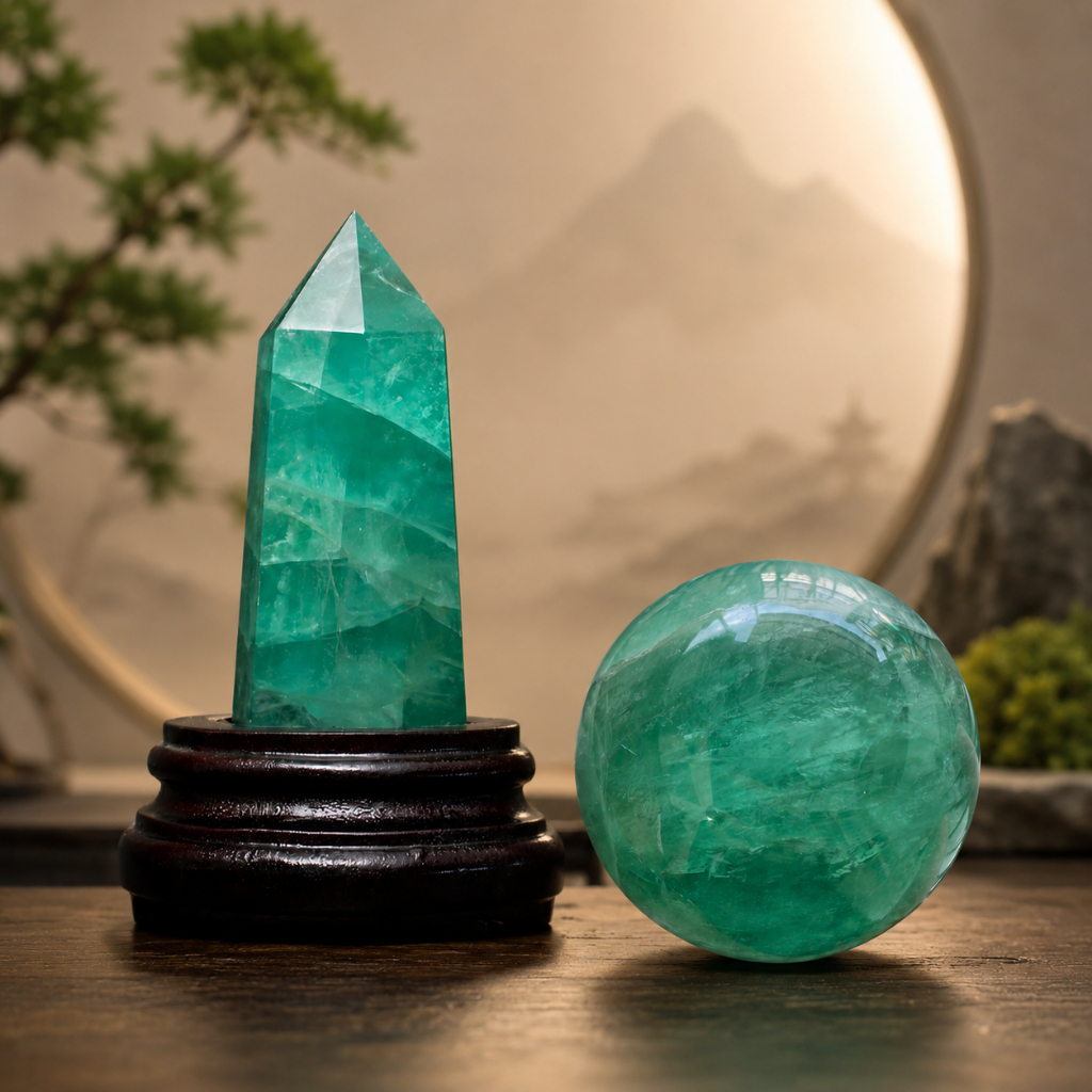 Đá Fluorite Xanh (Lục Huỳnh Thạch) Tự Nhiên - Trụ Fluorite, Cầu Fluorite, Đá Năng lượng Phong Thủy
