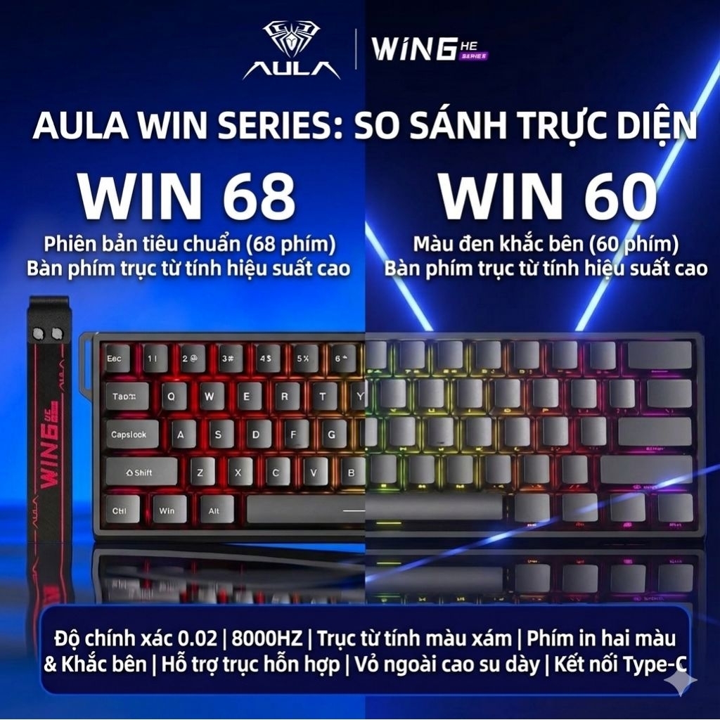 Bàn Phím Cơ Rapid Trigger AULA WIN60/ WIN68 - Switch Từ Tính Hall Effect