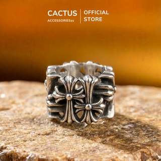 Nhẫn nam Cactus Acc họa tiết thánh giá cá tính phụ kiện nhẫn nam nữ style Gothic Retro Titan mạ bạc