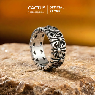 Nhẫn nam Cactus Acc họa tiết thánh giá cá tính phụ kiện nhẫn nam nữ style Gothic Retro Titan mạ bạc