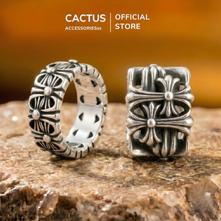 Nhẫn nam Cactus Acc họa tiết thánh giá cá tính phụ kiện nhẫn nam nữ style Gothic Retro Titan mạ bạc
