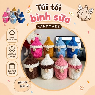 🍼 Túi Đựng Tỏi Hình Bình Sữa Cho Bé bằng len Handmade, thêu tên