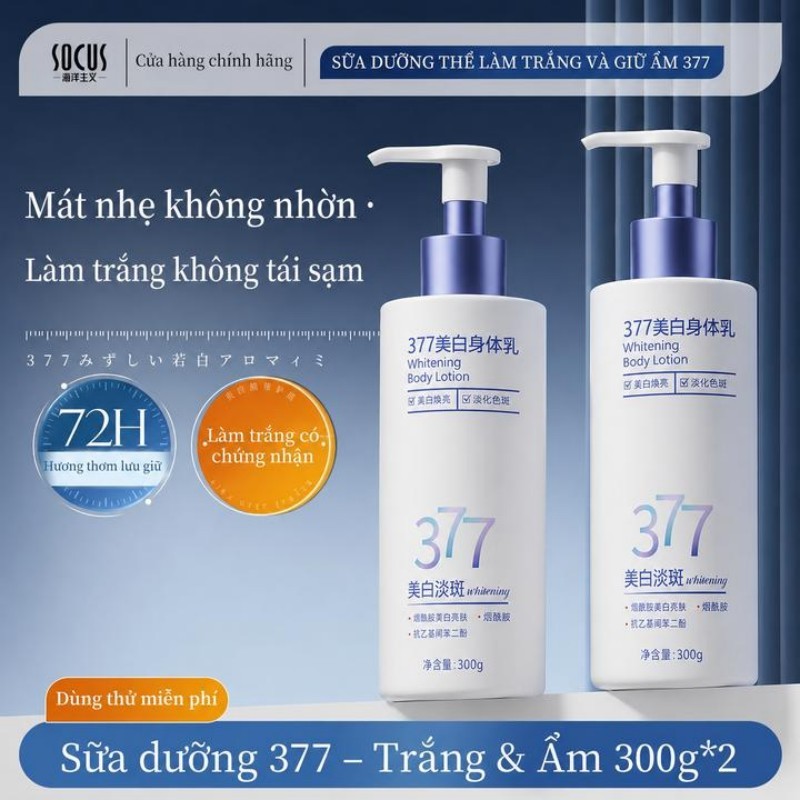 [377 & Niacinamide] Sữa Dưỡng Thể Hương Thơm - Thơm Lâu & Dưỡng Ẩm Mềm Mịn Da socus dưỡng thể trắng 