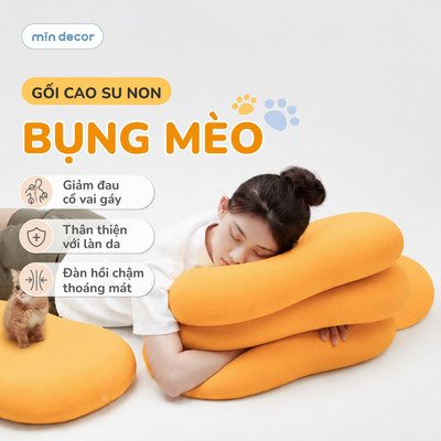 [HOẢ TỐC - HN] Gối Cao Su Non Bụng Mèo Mịn Decor, Chống Đau Mỏi Cổ Vai Gáy, Hỗ Trợ Ngủ Ngon