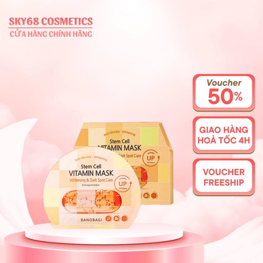 Hộp 10 Mặt nạ BANOBAGI Làm Mờ Thâm, Đều Màu Da Stem Cell Vitamin Mask 30ml x10 - CARO Dark Spot Care