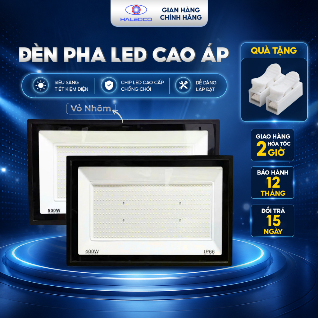 [CHÍNH HÃNG-GIÁ TẠI XƯỞNG] Đèn Pha Led Haledco Chống Nước 220V Chiếu Sáng Ngoài Trời, Bảo Hành 12TH