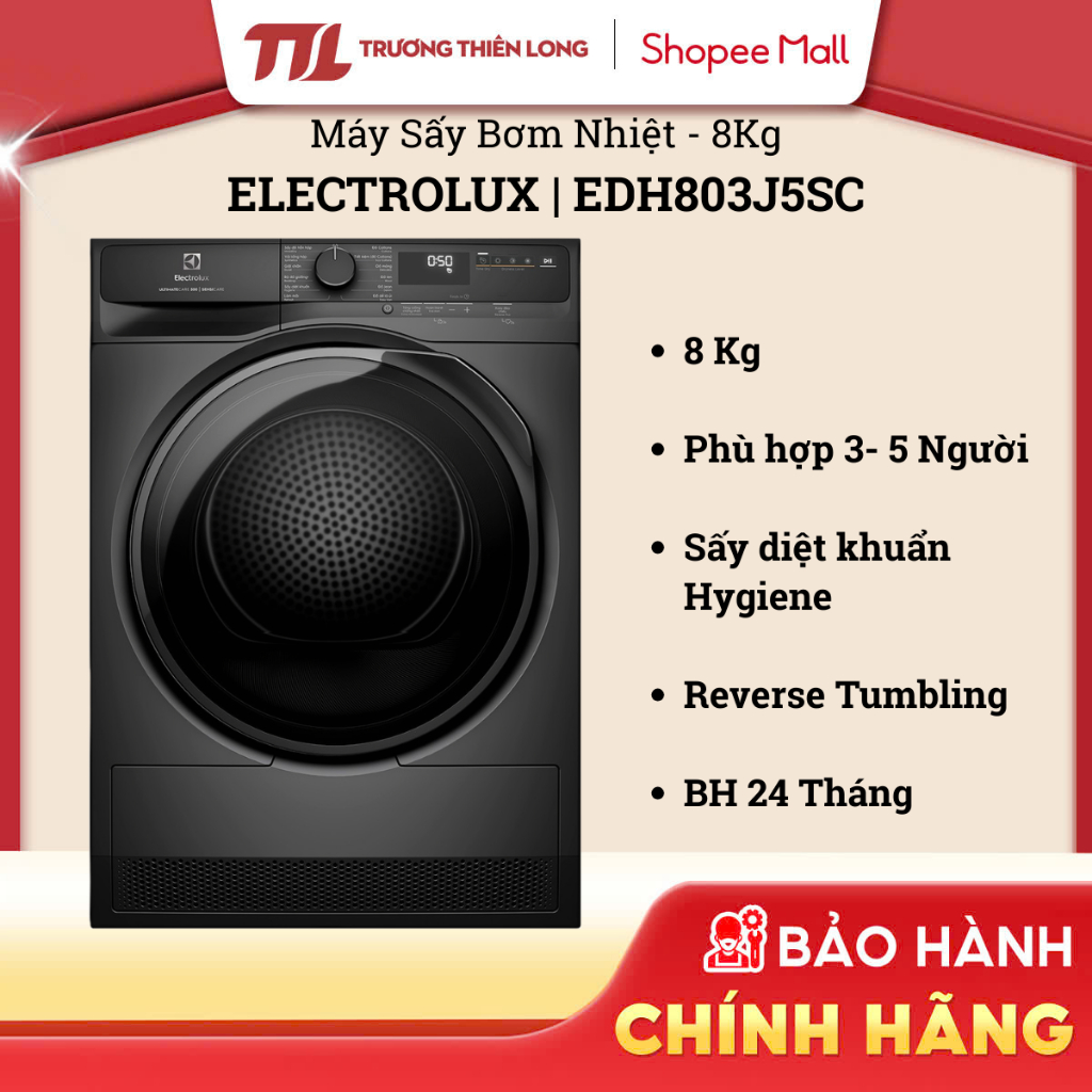 EDH803J5SC - Máy Sấy Quần Áo Bơm Nhiệt Electrolux 8 Kg EDH803J5SC - [TOÀN QUỐC]