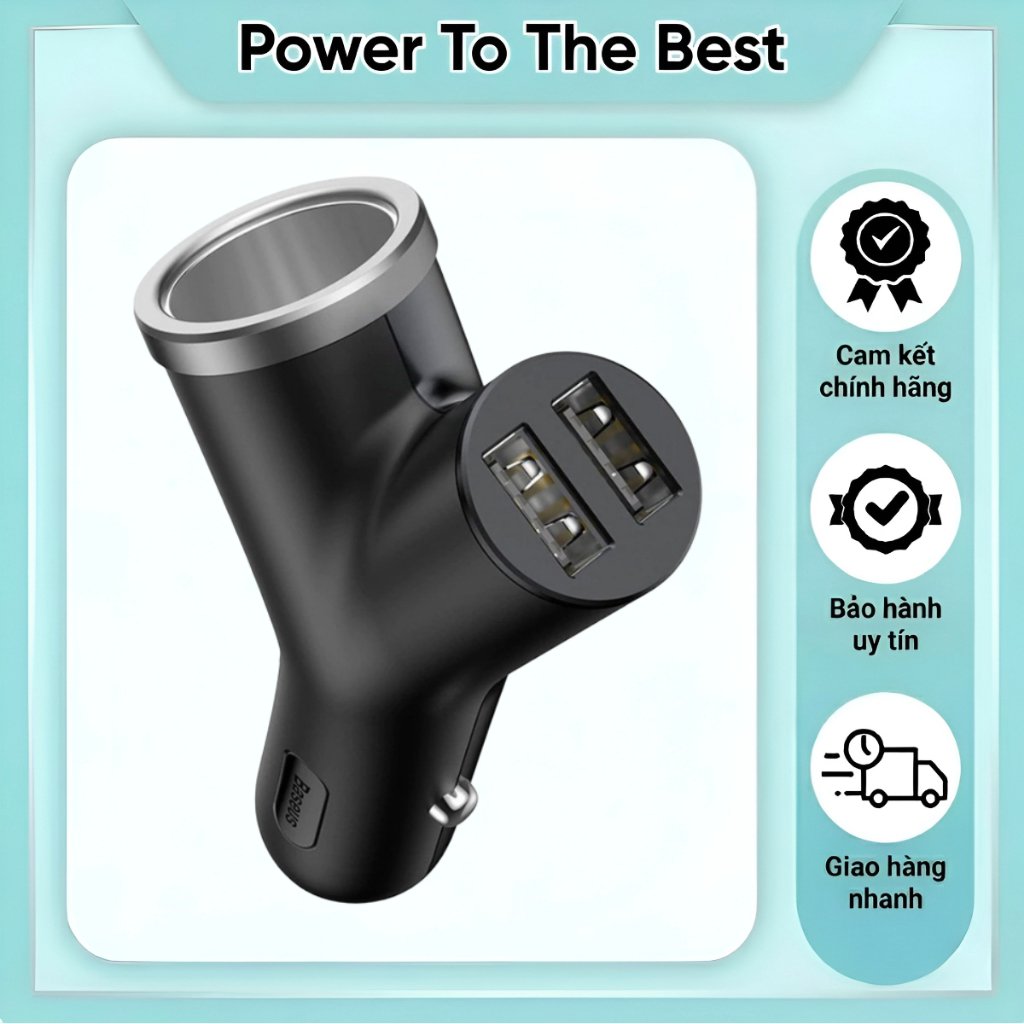 Bộ tẩu sạc mở rộng 3 trong 1 dùng cho xe hơi Baseus Y Type Dual USB (40W, 3.4A) CCALL-YX