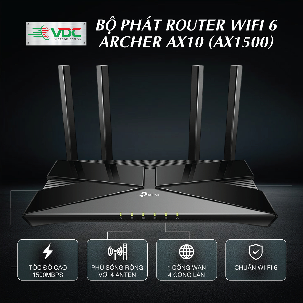 Router Wi-Fi 6 TP-Link Archer AX10 AX1500 Chính Hãng, Giá Tốt