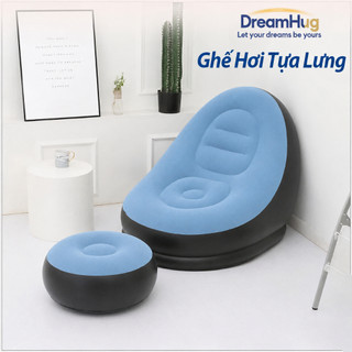 DreamHug Ghế Hơi Tựa Lưng Ghế Bơm Hơi sofa hơi Kiểu Dáng Hàn Quốc Bọc Nhung Mềm Mại Bơm 2 chiều