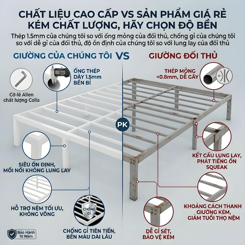 MY Giường sắt Được làm dày và gia cố chắc chắn xoay êm ái có không gian chứa đồ dưới gầm giường | BigBuy360 - bigbuy360.vn