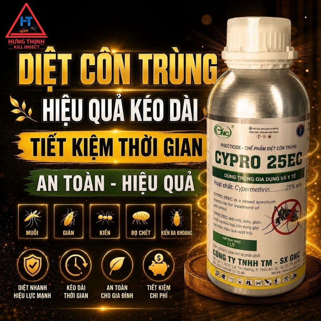 CYPRO 25EC 1 LÍT NỔI TIẾNG | Thuốc Diệt Muỗi Sốt Xuất Huyết, Kiến, Gián, Ruồi, Bọ Chét, Ve Hiệu Quả 