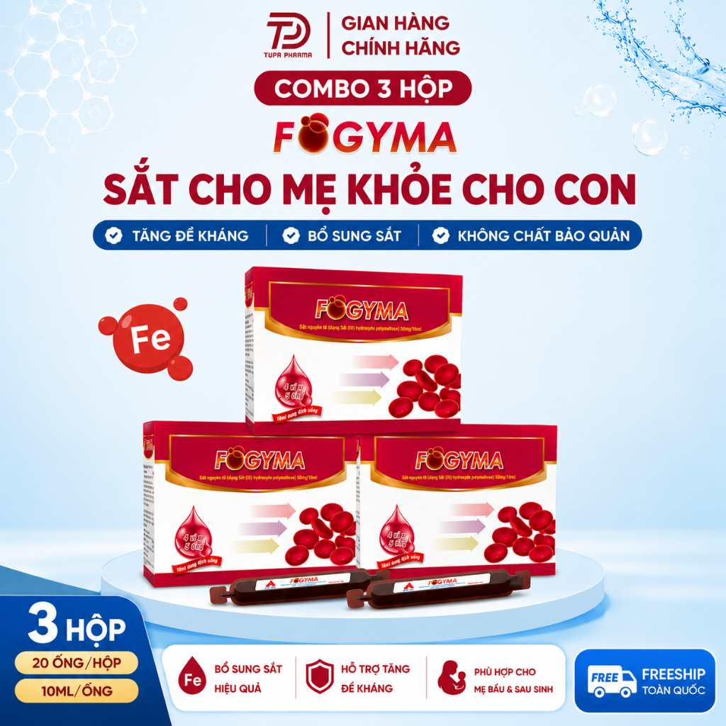 Combo 3 Hộp Fogyma sắt nước cho mẹ bầu | Sắt hữu cơ cho mẹ và bé hàng chính hãng CPC1 HN