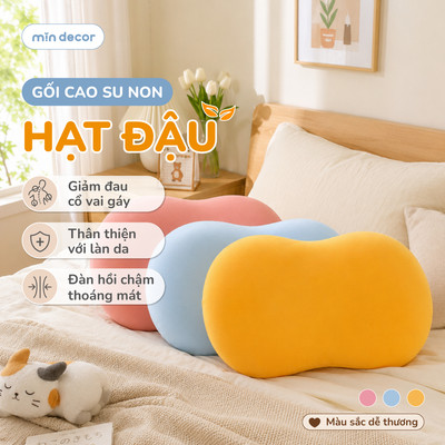 Gối Ngủ Mịn Decor Hạt Đậu Cao Su Non - Mềm Êm Như Bụng Mèo, Nâng Đỡ Cổ Vai Gáy, Thoáng Khí
